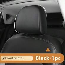 1pc/2pcs/3pcs/4pcs Napaa Leather Car Headrest Cover, High Elasticity Waterproof Leather, Scratch-Resistant, Easy To Clean, Minimalist Black/White, Car Interior Accessories - Leather Hat - View 21