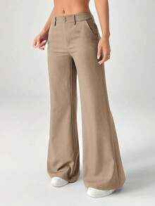 Nuevos pantalones de traje de estilo casual de cintura baja para otoño e invierno - Café integral 2 - Ver 3