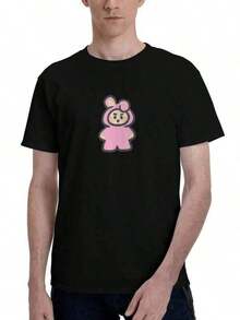 Camiseta gráfica de dibujos animados unisex de Retro Album Art Print Tee Women Fashion Daily Short Sleeve Outfit Cooky Chibi Humanoid, impresión linda del fandom de Bangtan Sonyeondan para hombre y mujer, blusas para mujer, blusas casuales para dama, camisetas de mujer, vestidos casuales para mujer, Día de las Madres. ,Spring/Summer Holiday Apparel T Shirts,Unique Print Casual T-Shirt,Machine Washable Pure Cotton T-Shirt,Fashion Print Casual T-Shirt,Unisex T-Shirt,ropa  ropa de mujer basicos mujer tops de mujer ofertas ropa deportiva de mujer playeras para hombre playeras de mujer y11k mujer - Negro - Ver 1