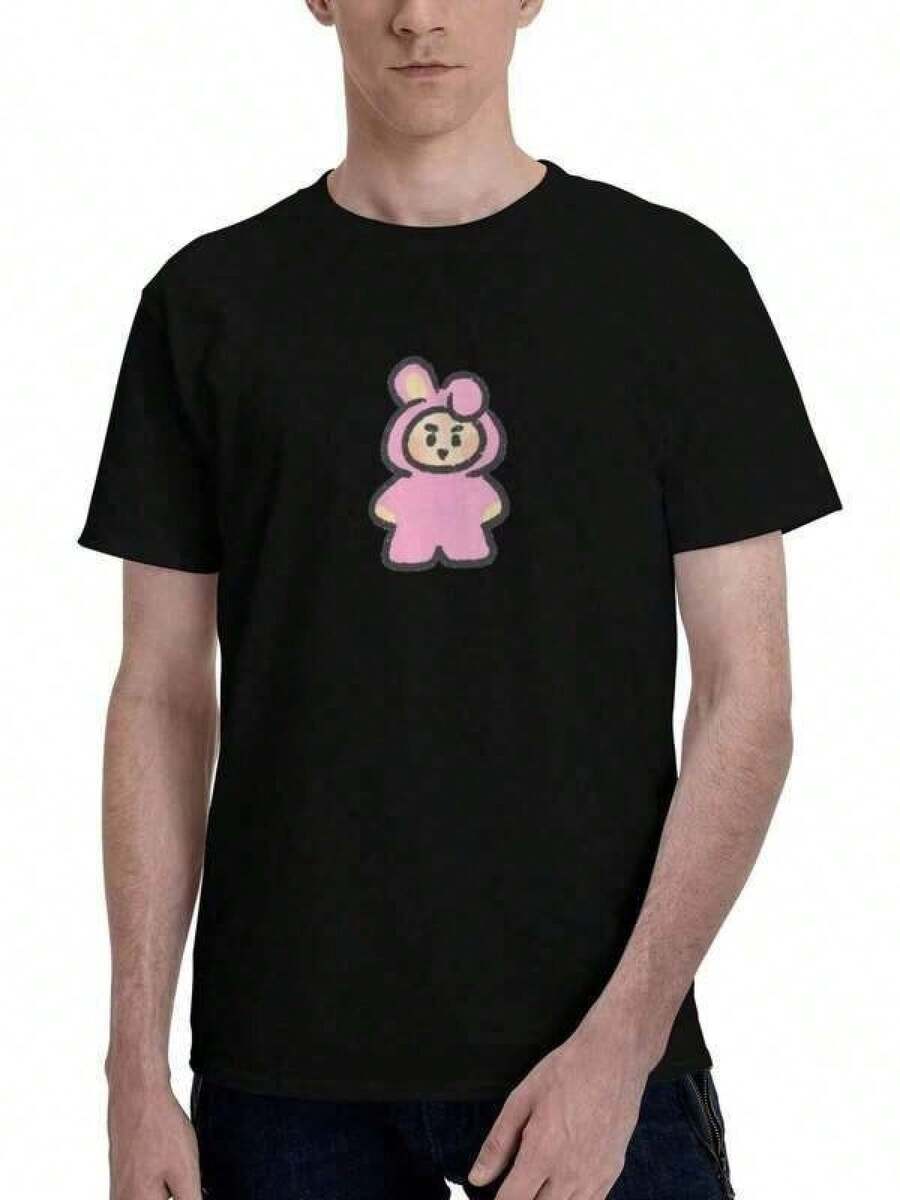 Camiseta gráfica de dibujos animados unisex de Retro Album Art Print Tee Women Fashion Daily Short Sleeve Outfit Cooky Chibi Humanoid, impresión linda del fandom de Bangtan Sonyeondan para hombre y mujer, blusas para mujer, blusas casuales para dama, camisetas de mujer, vestidos casuales para mujer, Día de las Madres. ,Spring/Summer Holiday Apparel T Shirts,Unique Print Casual T-Shirt,Machine Washable Pure Cotton T-Shirt,Fashion Print Casual T-Shirt,Unisex T-Shirt,ropa  ropa de mujer basicos mujer tops de mujer ofertas ropa deportiva de mujer playeras para hombre playeras de mujer y11k mujer - Negro - Ver 1