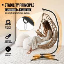 91" Hanging Hammock C-Stand For Chair Porch Swing Resistant 360 Degree Steel - 1 - View 8