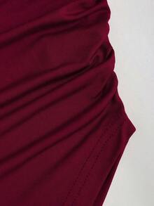 Sweetro Conjunto de top asimétrico con hombro fruncido elegante para mujer - Multicolor 4 - Ver 4