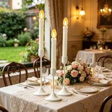 3pcs White Tapered Vintage Metal Candle Holders, Fireplace Dining Table Centerpiece Atmosphere Decor, Wedding Party Gathering Tabletop Soft Decoration Props - Multicolor - View 1