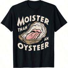 1 Pc. "Humidity Is Like An Oyster," A Funny Sfish Shuck T-Shirt For Men And Women, Suitable For Year-Round Wear, Short-Sleeved Crew Neck T-Shirt, Printed On One Side, 220g Pure Cotton, A Fun Printed Top For Women. 100% Cotton With Graphic Print - 黑色1 - 查看 7