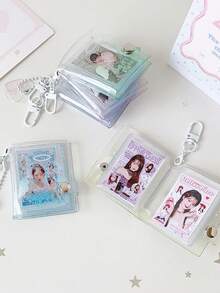 1 pieza Álbum de fotos mini de ángel de corazón de dibujos animados de 2 pulgadas, adecuado para fotos de adolescentes, pegatinas de selfie de cabeza grande, llavero, colgante y almacenamiento de tarjetas - Multicolor - Ver 7