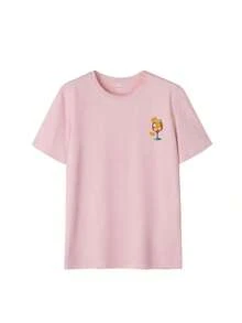 Set de 3 camisetas de manga corta con cuello redondo, de uso diario y casual, con estampado floral, simples y de moda para mujeres en verano - Blanco, rosa y albaricoque 2 - Ver 7