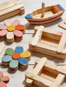 100/200 piezas Palitos de madera hechos a mano, palitos de helado de madera natural, palitos de bambú sin procesar, palitos de manualidades DIY, proyecto de manualidades, palitos de arte DIY para abatelenguas y paletas - Multicolor - Ver 3