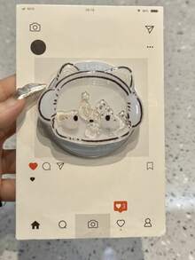 防震卡通元素流沙草莓蛋糕“摇摇”磁性手机支架（360°旋转），1个装，是送给情侣、朋友和同学的精美礼物；兼容苹果和安卓智能手机；适用于任何手机壳；是生日和送给亲人的理想礼物；采用推拉式手机指环支架设计/母亲节礼物 - 彩色 - 查看 8