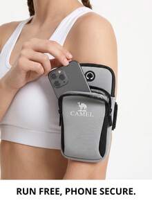CAMEL CROWN Unisex Sports Armband Phone Holder, Outdoor Running Arm Bag For Mobile Phone - Light Grey - View 6
