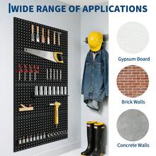 Paneles de tablero perforado de metal resistente para garaje y taller – Diseño flexible, organizador de pared de acero de 24"x12"/24"x24"/48"x24", sistema modular, fácil instalación, ideal para almacenamiento en el hogar, cocina y sala de manualidades. - / - Ver 4