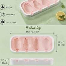 1pc Cute Fruit Ice Cream Mold With Lid, Designed For Making Cheese Sticks And Cheese Slices, Ice Cream Mold, Homemade Silicone, Summer Home Essential - Pink - View 2