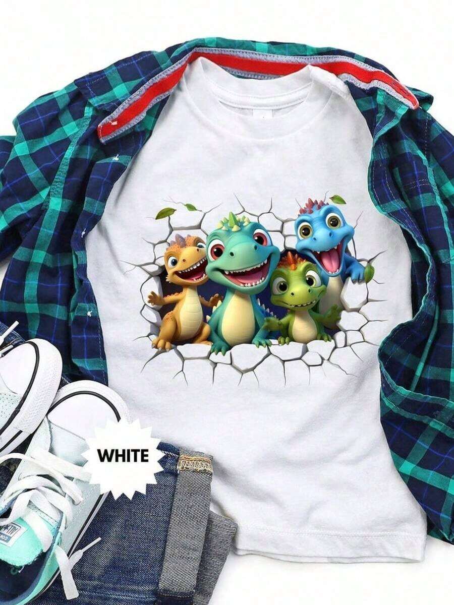 Camiseta Casual Blanca de Dinosaurio Nee Doh para Niños Pequeños, Ligera y Suave, Nee Doh, Graduación de Jardín de Infantes, 4 de Julio para Niñas, Artículos para Niños, Ropa Infantil, Camisetas con Estampados, Ropa Linda, Ropa para Niñas, Camisetas Y2k, Camiseta de Dinosaurio, Regalo para Amantes de los Dinosaurios, Camiseta Divertida para Niños Pequeños, Camiseta de Dinosaurio Clásica Básica para Niños, Tela Suave, Ligera y Transpirable, Ajuste Regular Cómodo, Ideal para la Escuela, el Patio de Recreo, Viajes Familiares y Atuendos Casuales Diarios, Regalos Personalizados, Regalos de Pascua para Niños, Recuerdos de Fiesta para Niños, Regalo para Niños, Amigos y Familia. - Blanco - Ver 1