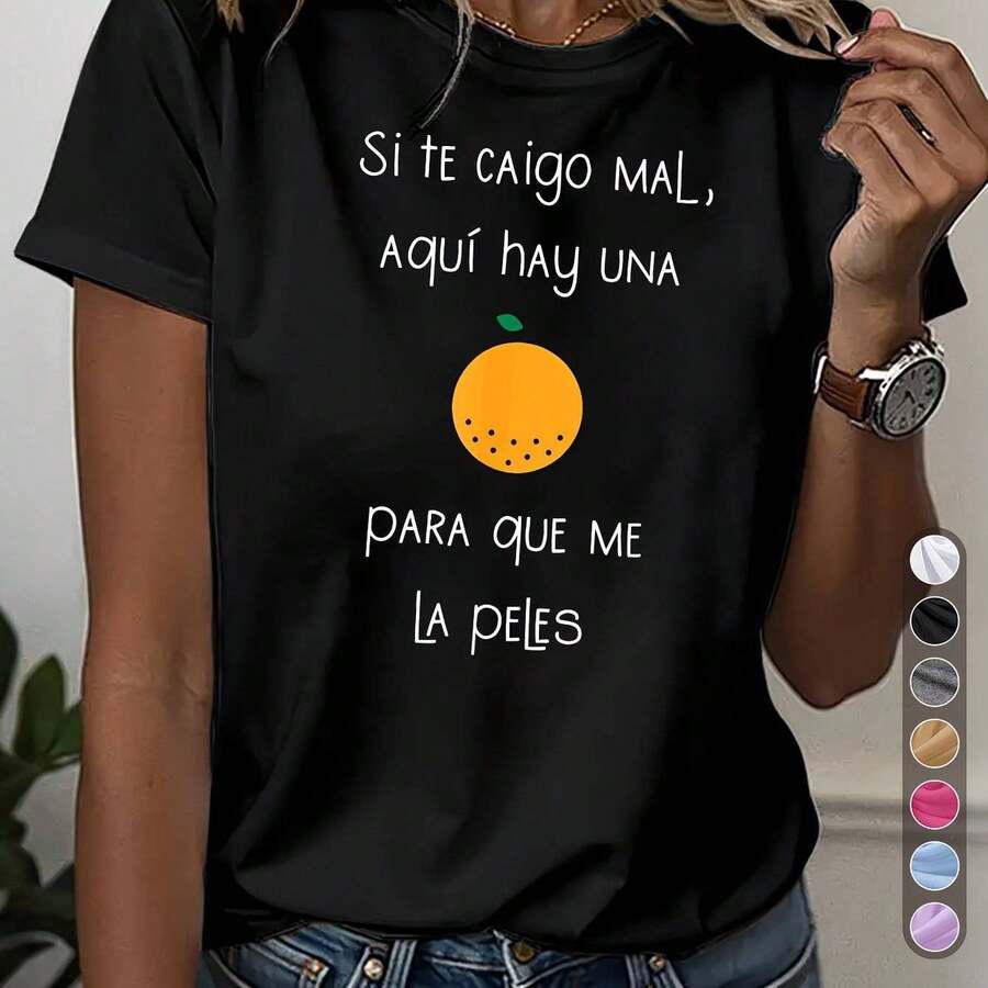 Camiseta Mujer Cuello Redondo Manga Corta Candy Candy Anime Retro Casual - Negro - Ver 1