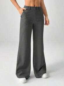 Nuevos pantalones de traje de estilo casual de cintura baja para otoño e invierno - Gris - Ver 6