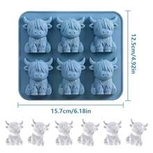 Mini Highland Cow Ice Cube Mold - Cute 3D Ice Cubes, Suitable For Drinks, Parties And Gifts - Dusty Blue - View 3