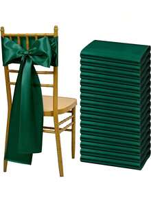 5pcs Olive Green Table Runner, 6.69*108.27 Inches, Chair Sash Decor Ribbon Bow, Wedding Party Home Kitchen Decoration - Multicolor - View 10