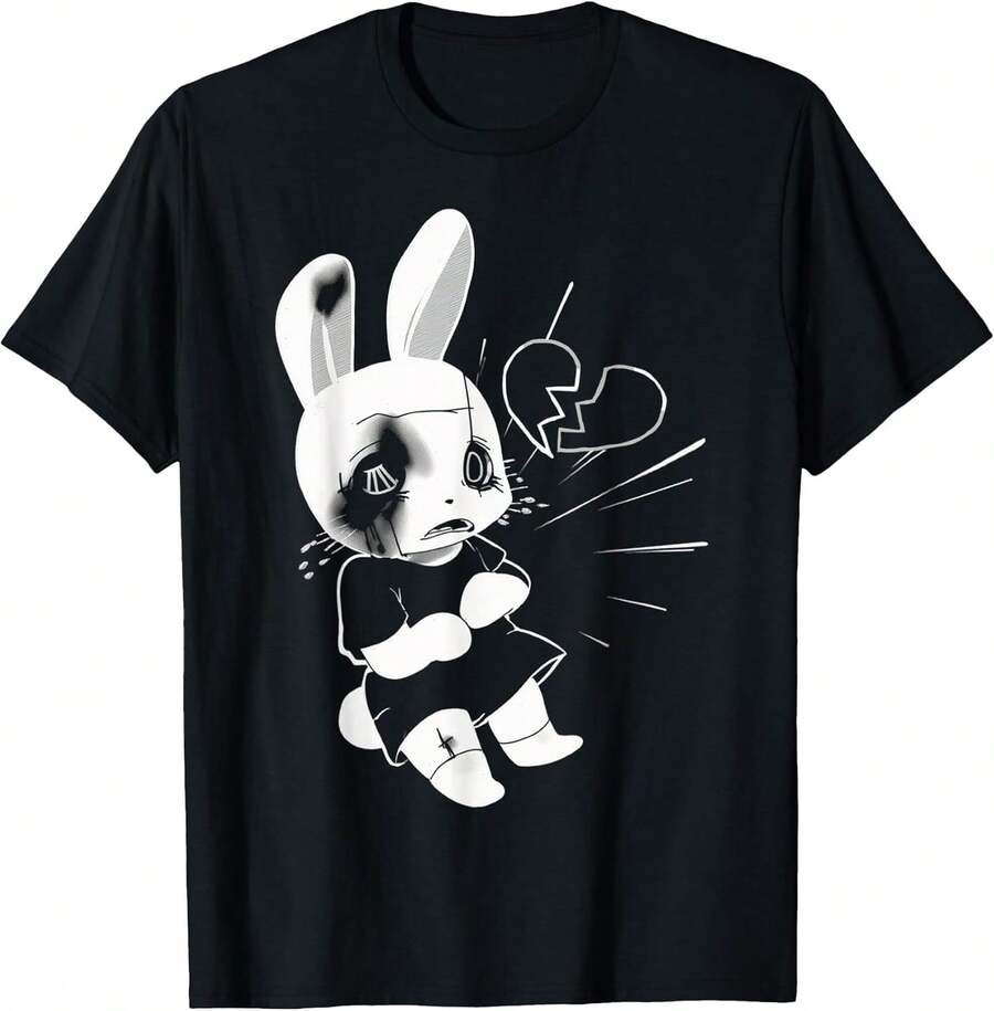 Camiseta unisex, SadRotoCorazónPunkGóticoGrungeAnimeConejoConejoT-Shirt,ropademujerblusasparadamacasualescamisasdemujerblusablusasparamujercamisas, GráficasimpresoAmigable con la piel, estilo de los 90Retro, Ropa Urbana, De ModacasualCamisetas, GráficasimpresoAmigable con la piel, estilo de los 90Retro, Ropa Urbana, De Modacasualcamisetas - Negro - Ver 1