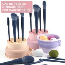1pcs Makeup Brush Cleaning Palette, Foldable Portable Makeup Brush Cleaning Mat, Beauty Brush Cleaning And Drying Tool, Suitable For Makeup Brushes, Puffs And Sponges, Quick Makeup Tool Dry Cleaning Box, Includes Free Soap - G-櫻花粉 - 查看 8