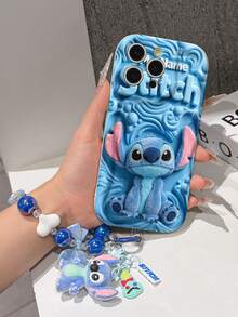 Disney Has Authorized, Phone Case - Chain Set, The Stitch Lilo & Stitch 3D Phone Case Plus A Silicone 3D Stitch Bracelet With Metallic Ring Removable Bracelet, Stitch And Angel Pattern, Compatible With Iphone17/16/15/14/13/12/11/XS/XR/X Plus Pro Max, A Stylish Cartoon Phone Case, The Perfect Gift Choice, Phone Protection, Durable Phone Cover, Great Gift For Friends And Family. - trắng - Xem 4