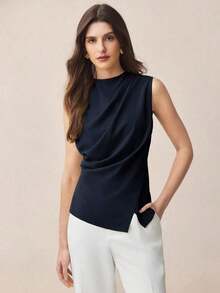 Blusa azul marino con hombros descubiertos y cintura fruncida, elegante y chic para el transporte urbano, uso diario, vintage romántico de los 90, adecuada para Navidad, Año Nuevo, fiesta de San Valentín, playa, graduación, moda, casual, ade - Azul marino - Ver 5