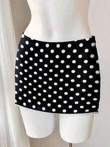 Falda corta de verano informal para mujer con cintura baja de unicolor - Blanco - Ver 5