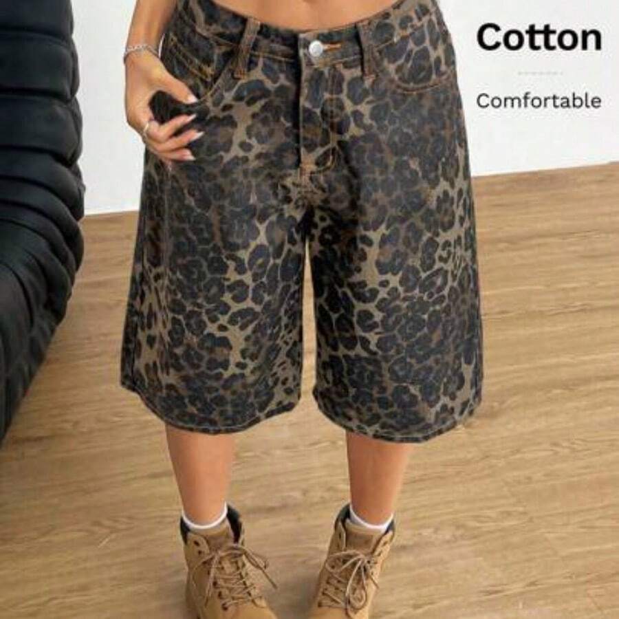 Cowboy For Women Summer Country Concert Leopard Print Shorts - Marrón - Ver 1