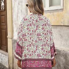 Open Front Graphic Print Kimono Summer - Azul Marino - Ver 3
