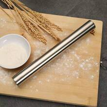 1pc/3pcs Thickened Stainless Steel Rolling Pin - Non-Stick Double-Pointed Dough Roller For Home Kitchen, Baking, Dumpling Wrapper & Pastry Making - Silver - View 10