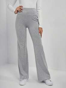 Pantalones acampanados de cintura ancha - Gris Claro - Ver 3