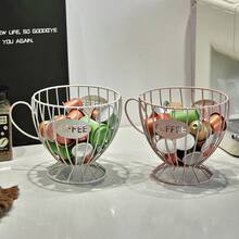 1pc Large Capacity Metal Coffee Capsule Storage Basket, Cup-Shaped Design, Suitable For Storing Coffee Capsules, Snacks And Fruits, Ideal For Kitchen Counter Or Coffee Bar Decor - Wrought Iron Storage Basket - View 5