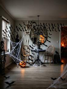 56/28/1pc Halloween Bat Decorations, 3D Black 3D Bat Wall Stickers, Bat Wall Decals, 3D Bat Halloween Decorative Stickers, Waterproof Black Scary Bats, Room Decor, Reusable, Suitable For Bathroom, Bar, Restaurant, Bedroom Door, Halloween Party Supplies, 3D Bat Wall Stickers Window Home Kitchen Scary Decor, Bat Wall Stickers Home Decor DIY Handmade, Halloween Night Decoration - Black - View 5