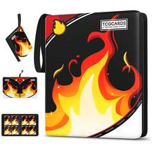 Trading Card Binder 4 Pocket,400 Pocket Card Collection Binder With 50 Removable Sleeves,PU Waterproof Top Card Book,3-Ring Zipper Collectible Trading Card Album For MTG/TCG/Card Holder Gift - Multicolor - View 7