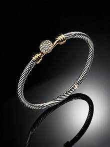 1 Peça Pulseira de Aço Inoxidável Vintage Elegante para Mulheres/Meninas com Braçadeira Aberta, Adequada para Uso Diário, Presente Gracioso para Aniversário, Formatura, Aniversário para Família, Amigos, Amante - Multicolorido - Visão 6