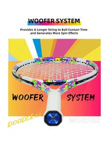 SALYWEE Doodle 2.0 Professional Tennis Racket, Dazzling Graffiti Design, Composite Carbon Fiber Lightweight Racket Body, Free Bag, 50-60 Lbs Competitive Grade Threading, With Free Bag And Grip Tape - Multicolor - View 4