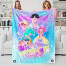 Hunters Theme Blanket, Hot Anime Print Flannel Throw Blanket, Perfect Fan Gift Blanket, Home Casual Warm Blanket (2) Flannel Blanket, High-Definition Printing Process, Suitable For All Seasons, A Great Gift For Friends, Best Friends, Brothers And Sisters, Parents, For Various Holidays, Parties, Father's Day, Graduation Gifts, Anniversaries, Christmas And Other Occasions.-280gsm - 彩色 - 查看 2