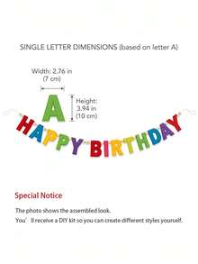 1 nouvelle bannière d'anniversaire arc-en-ciel à double couche en feutre, décoration d'anniversaire colorée, cadeau d'anniversaire, joyeux anniversaire, très adapté pour les femmes, les hommes, les animaux de compagnie, fond de fête fait main - Conception de lettres - Voir 6