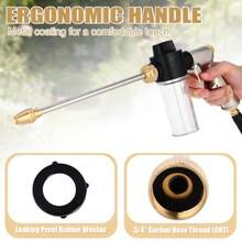 KOKK2O 6 Pcs High Pressure Car Wash Hose Nozzle Sprayer With 3.5oz Soap Dispenser Heavy Duty Foam Gun Garden Hose Attachment Adjustable Brass Nozzle For Gardening Watering Plant Pet Cleaning - as pic - View 6