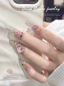Decorações de Unhas com Flores Secas de Cores Mistas, Decoração de Arte de Unhas com Flores Pequenas Românticas Primavera/Verão 2026, Acessórios de Decoração DIY de Manicure com Flores Secas Reais, Encantos de Unhas - Multicolorido - Visão 5