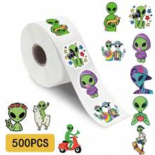 500PCS/Roll Fun Bizarre Cartoon Alien Roll Stickers Creative Rewards Gift Decoration Scrapbook Envelope Invitation Sticker - 1 Set - View 2