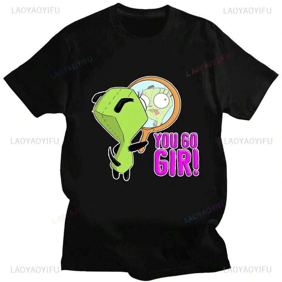 i1nvader zim Girl Graphic M1en WoM1en Image Cute Cartoon TShirt M1en WoM1en R T1EEs Fashion HI1PSter Popular Streetwear Cotton Tops 220G puro algodón manga corta para hombres y mujeres, tejido grueso, resistente a las arrugas y no se deforma fácilmente. Estilo simple y versátil, ligero y transpirable, perfecto para ir al trabajo, viajar, acampar, ir de compras y el tiempo libre diario. - Negro - Ver 1