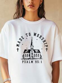 Camiseta de gran tamaño para hombre y mujer de 180 g/m² - Camiseta naranja vibrante inspirada en la fe religiosa con gráfico de la Salma 95:1, cruz y estrellas, corte holgado con cuello redondo para coro de verano, campamento de gospel, conciertos y regalo del Día del Padre - Ropa cristiana transpirable. - Negro - Ver 1