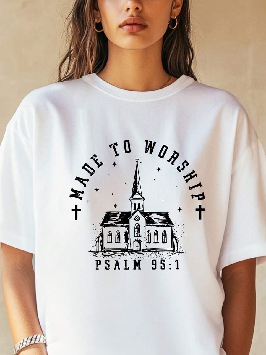 Camiseta de gran tamaño para hombre y mujer de 180 g/m² - Camiseta naranja vibrante inspirada en la fe religiosa con gráfico de la Salma 95:1, cruz y estrellas, corte holgado con cuello redondo para coro de verano, campamento de gospel, conciertos y regalo del Día del Padre - Ropa cristiana transpirable. - Negro - Ver 1