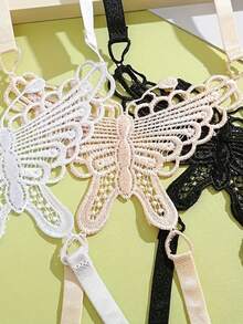 1pc Rose Flower Criss-Cross Butterfly Bra Strap, Lace Backless Bra Strap, Transparent Strap, Non-Slip Fashion Invisible Strap, Suitable For Daily Use - Multicolor - View 1