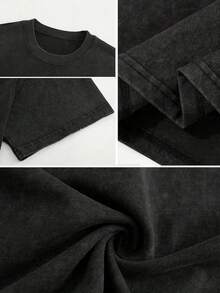 Camiseta de hombre moderna con efecto desgastado - Camiseta con estampado de bosque misterioso, setas mágicas y hojas caprichosas. Camiseta de hombre moderna 100% de manga corta - Prenda casual versátil para todas las estaciones, adecuada para uso diario y para ir al trabajo. - Negro - Ver 3