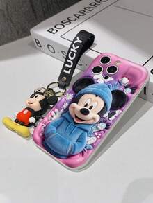 Disney Mickey Mouse Phone Case With Mickey Charm And Mickey Lanyard - Cute Mickey Mouse Protective Case With Blue Hoodie And Butterfly Design, Equipped With Delicate Mickey Decorative Lanyard For Easy Carrying, Compatible With IPhone 17, 16, 15, 14, 13, 12, 11 Pro Series, Ideal For Birthdays, Holidays, Anniversaries, Graduation Gifts, Or Any Special Occasion To Surprise Family, Friends, Classmates, And Loved Ones. - trắng - Xem 7