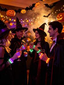 50/30/1pc Halloween Glow Rings, Glow Props, Night Light, Birthday, Halloween Party Gifts Decoration Adult Products, Flashing Finger Rubber Rings, Multiple Styles: Ghost, Pumpkin, Skull, Spider, Bat, Glow Decorations, Flashing Finger LED Rings, Flashing Jelly Rubber Rings - Multicolor - View 8