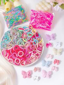 VBOOR 845pcs Dreamy Ins-Style Women's Hair Accessories, Including Pearl Butterfly Hair Clips, Fabric Bow Hair Clips, Disposable Hair Ties, Multi-Style High Elastic Non-Damaging Hair Bands, Versatile Daily Accessories,Ponytail Holders,Hair Slide - Multicolor - View 6