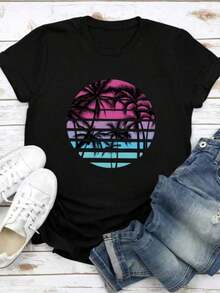 Women's Plus Size Casual Short Sleeve T-Shirt With "Birthday Queen" Graphic Print - Gold Lettering And Lips Pattern Design, Stretch Crew Neck T-Shirt For Birthdays And Celebrations, Birthday Tee, Celebration Clothes, Festive Outfit, Medium Stretch Fabric, 100% Cotton. - 黑色 - 查看 6