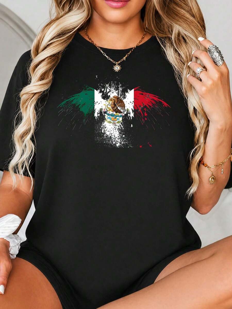 Diseño Gráfico de Impresión Fl-ag de México con Águilas y Cactos, Estilo de Arte Splatter Grunge, Colores Verdes Blancos Rojos, Simbología Nacional Patriótica, Decorati.jpgRegalos personalizados: Camisetas para mujer con estilos modernos, hippies, casuales y minimalistas. Ropa masculina personalizada única, armarios cápsula, ropa básica/urbana para hombre. Regalos ideales para novios, familiares y amigos, adecuados para cumpleaños, vacaciones, colegio/competiciones, deportes/escalada, etc., también adecuados para la moda de otoño y actividades urbanas. Verano negro.