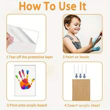 Family Handprint Craft Kit, DIY Lasting Keepsake Gift For New Parents, Wooden Frame - Pearl White Transparent Photo Frame - View 9